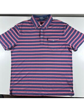 Vintage Polo Ralph Lauren Blue/ Pink Striped Polo XL